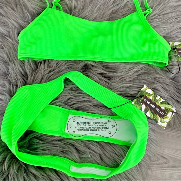 Neon Green Ribbed Bikini NWT - Picture 6 of 8